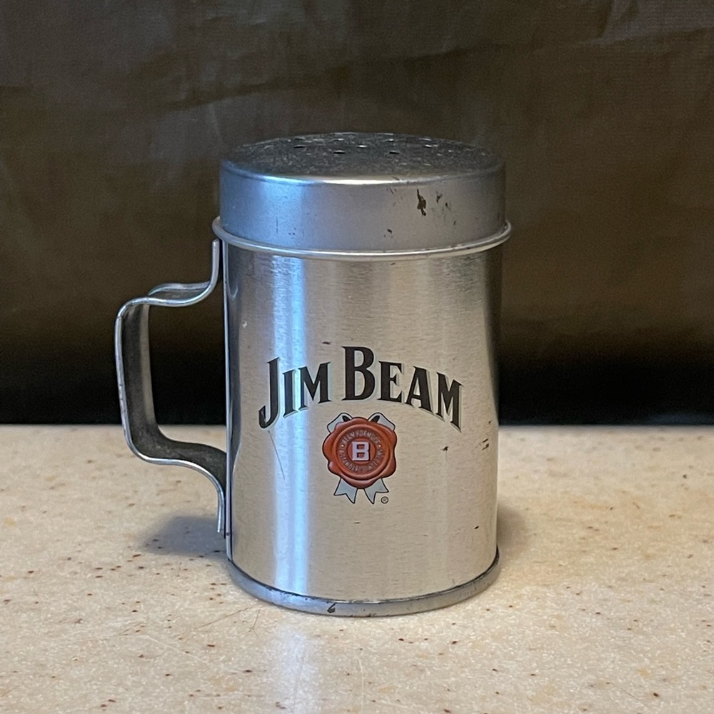 JIM BEAM Logo Advertising Single Metal Spice Salt Pepper Seasoning Shaker USED